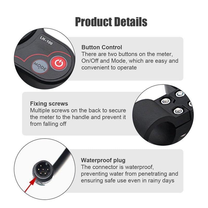 Wokyo LH-100 Electric Scooter LCD Display Throttle with Thumb Control, 6 Pin Communication Instrument, Electric Scooter Thumb Throttle with 2 in 1 Speedometer Manual Control Panel