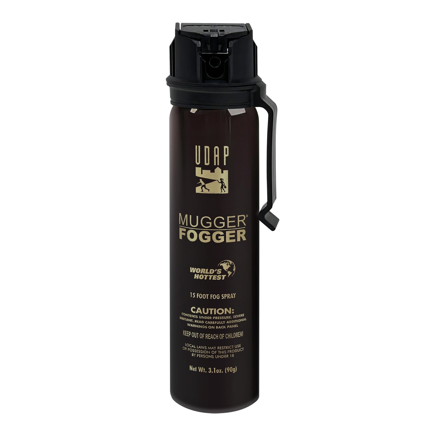 UDAP Pepper Power Mugger Fogger Hot OC Compact Self Defense Pepper Spray for Women, Men, and Runners, Powerful Blast Pattern, 15 ft Fog Barrier, 6MF, 3.1 oz