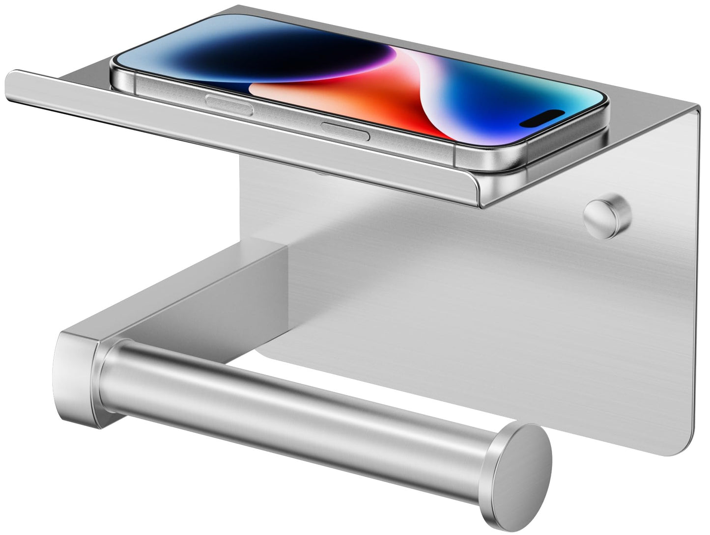 FORIOUS Toilet Paper Holder with Shelf, Adhesive or Screw Wall Mount Toilet Roll Holder for Bathroom, Rustproof 304 Stainless Steel Commercial Toilet Tissue Holder with Phone Shelf, Brushed Nickel