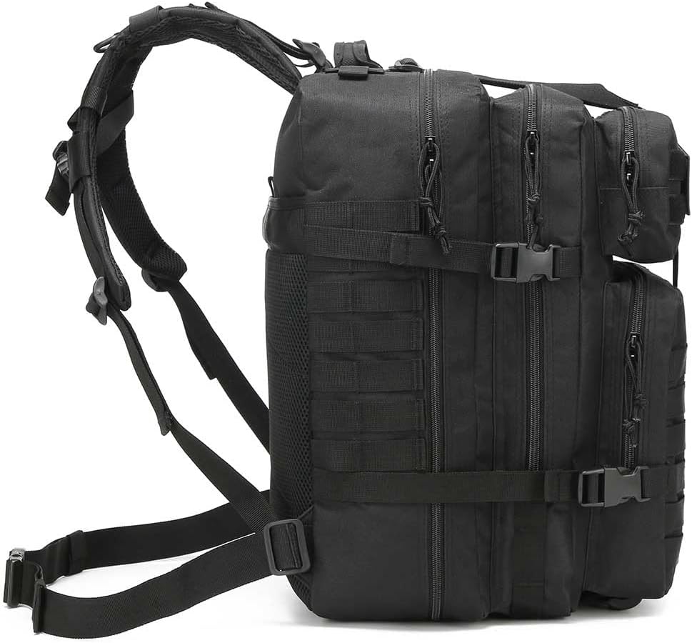 Skiennix Tactical Backpack - 45L Military Gym Bag | Large 3-Day Assault Pack for Camping & Rucking (Black)