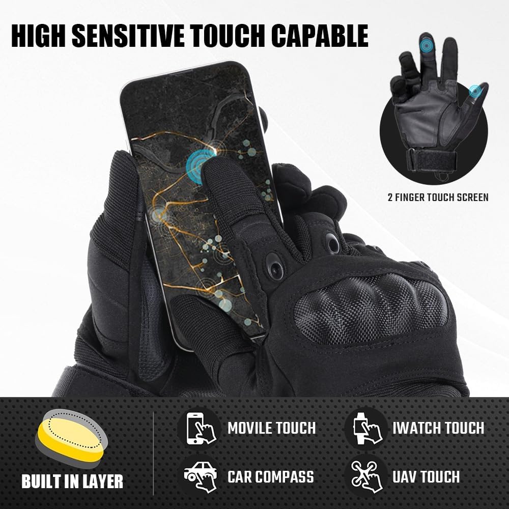 Skiennix Motorcycle Tactical Gloves - Touchscreen, Hard Shell & Palm Padding for Outdoor Sports