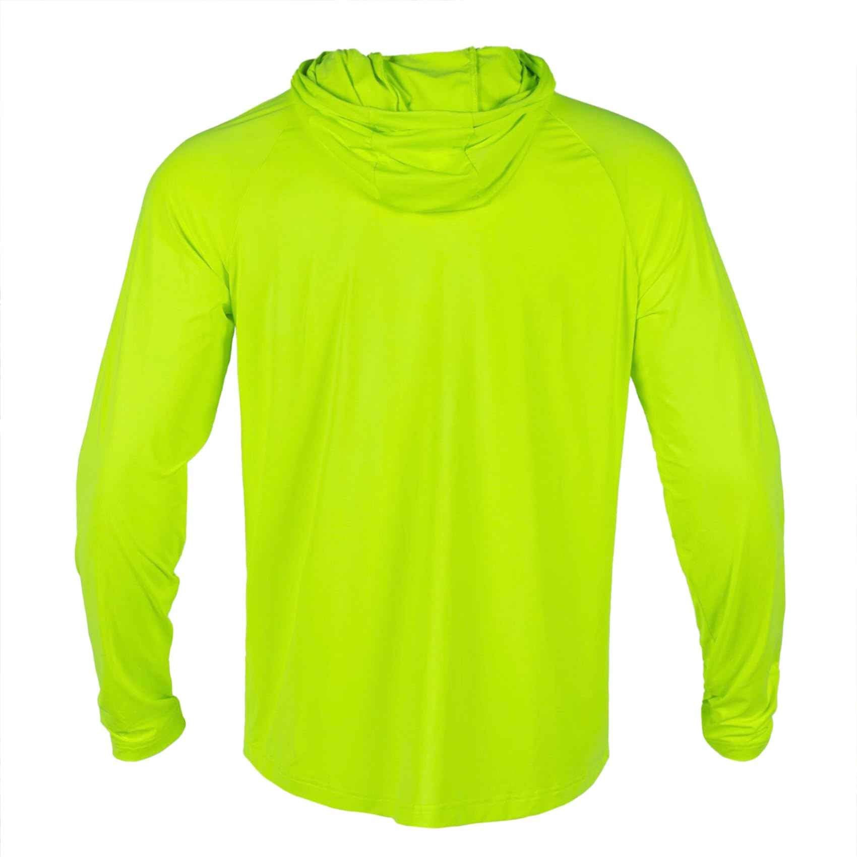 Men’s Quick Dry UPF50+ Sun Protection Hi Vis Long Sleeve Shirts,Full Zip Safety Hoodie,4-Way Stretch Construction Shirts for Men Breathable Yellow