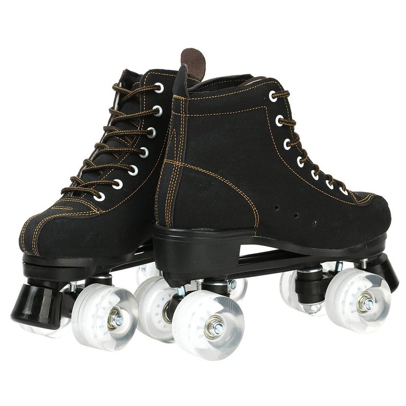 Roller Skates for Women and Men Cowhide High-Top Shoes Classic Double-Row Roller Skate Four-Wheel Roller Skates for Men Unisex Christmas