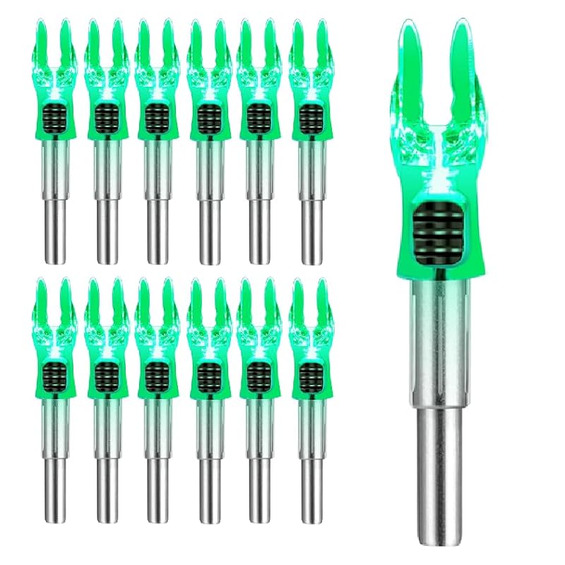DEEPOWER 12 Pack Lighted Arrow Nocks for .244/6.2mm Carbon Arrows - Green