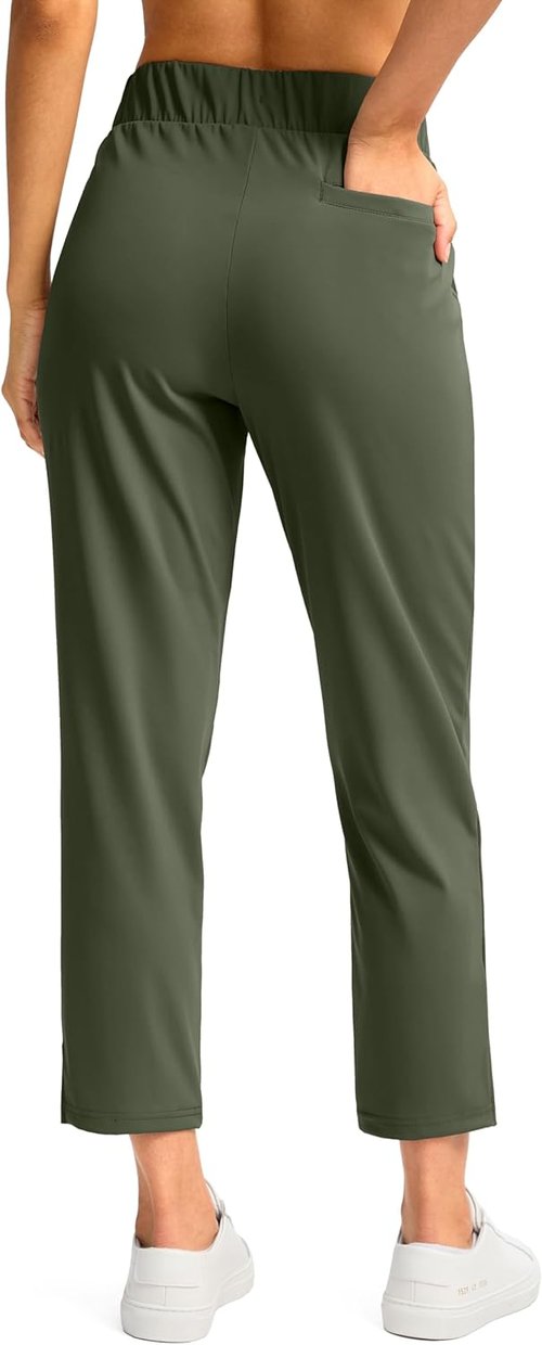 G Gradual Women's Ankle Golf Pants - Stretchy 7/8 Travel Pants with 3 Pockets & Inner Drawstring