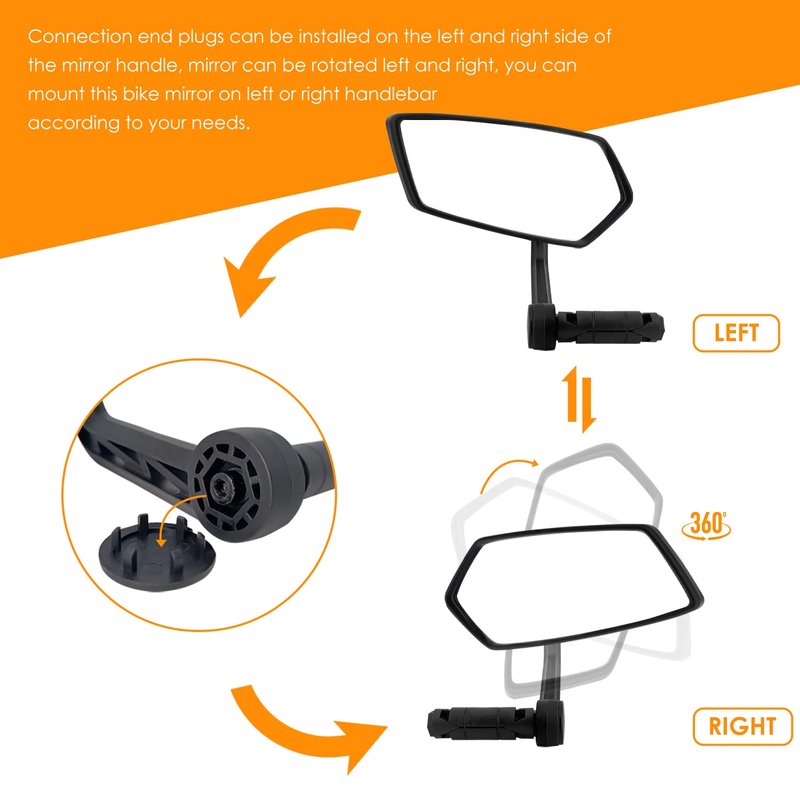 Arkham Bike Mirror for 0.59-0.65" Diameter Handlebar HD Bar End Bicycle Mirror Thickened Auto-Grade Glass for Handlebar Rearview Mirror Essential Bike Tool for Bicyclists E-Bike (Left)
