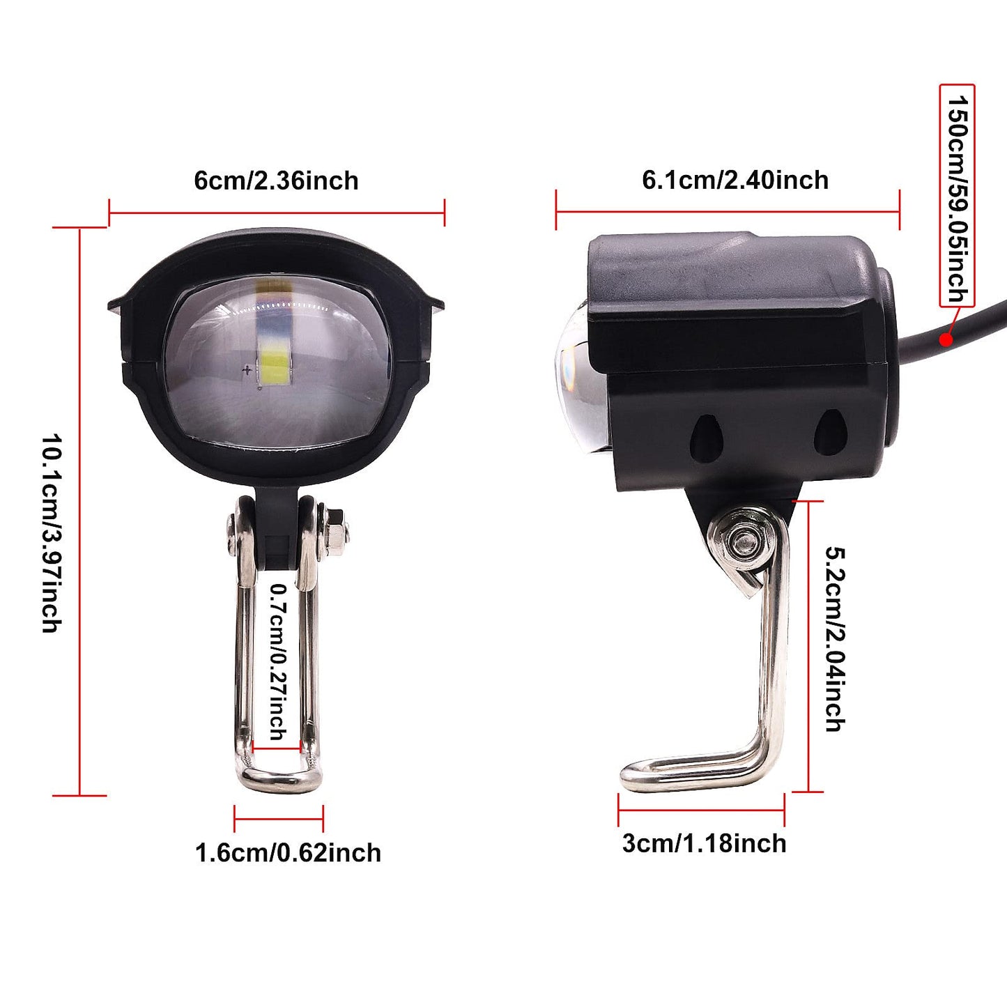 Ourbest E-Bike Front Lights with Horn for Scooter (A)