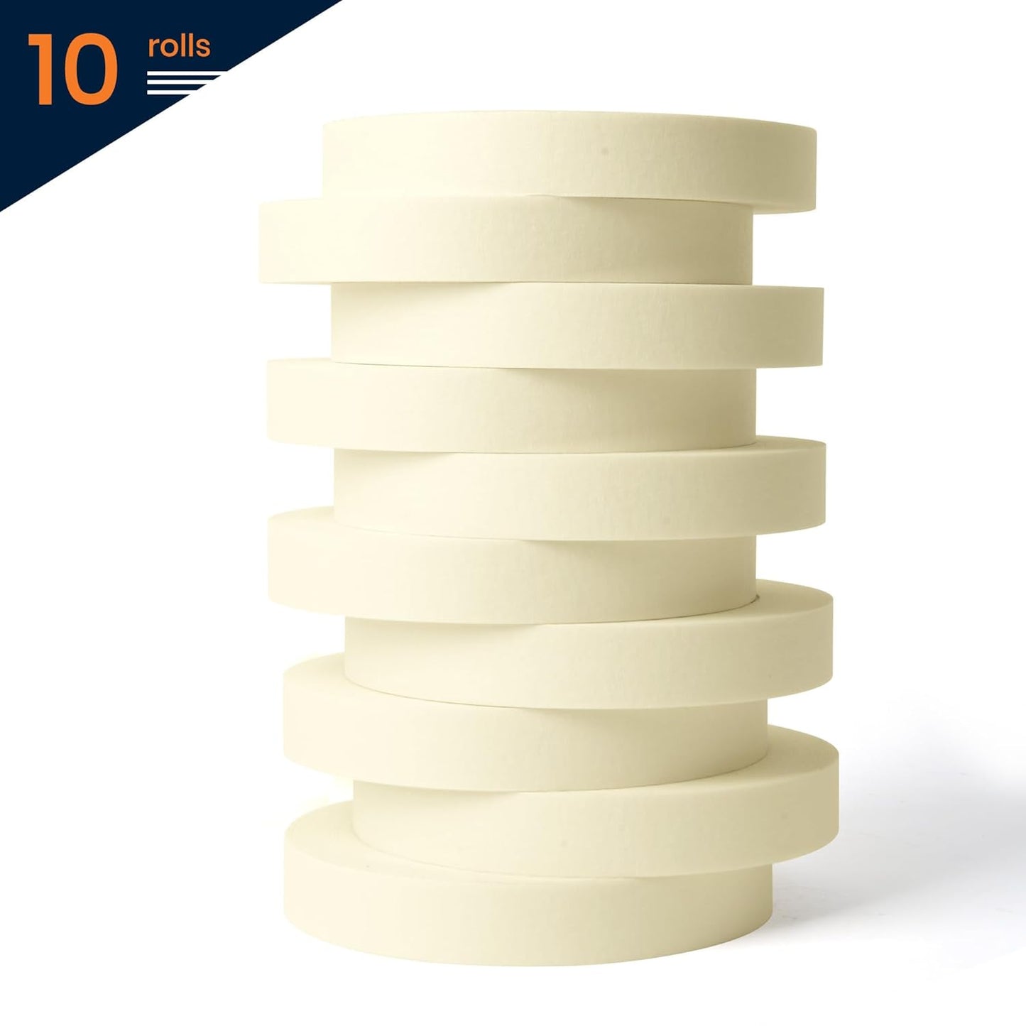 TAPEBEAR Masking Tape - 0.7 Inches x 60 Yards | Beige White Painters Tape for DIY & Home Projects - 10 Rolls