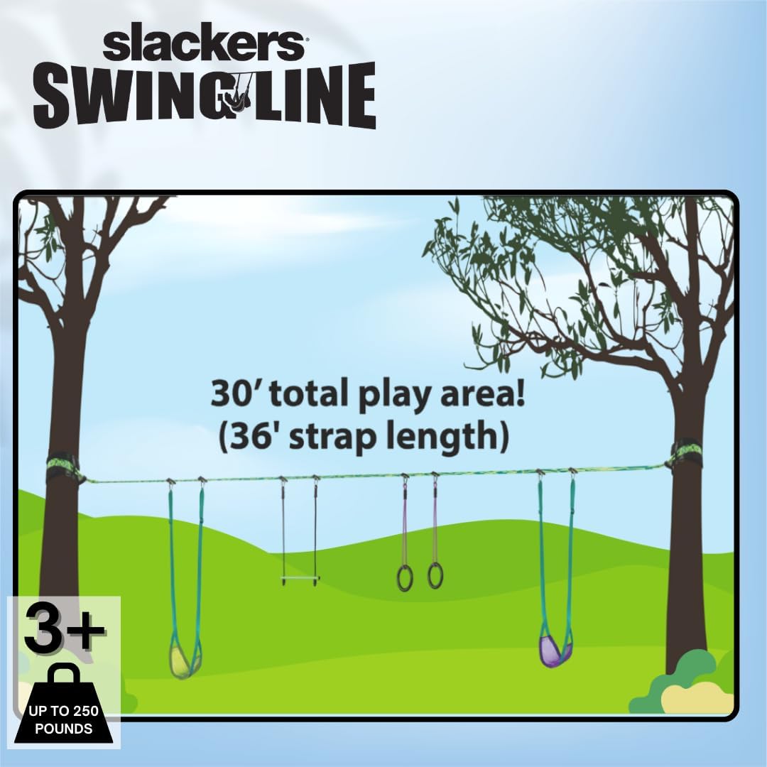 Slackers Tree Swing Line Kit - Transform Your Yard into a Fun Swing Set - Ideal for Ages 3+