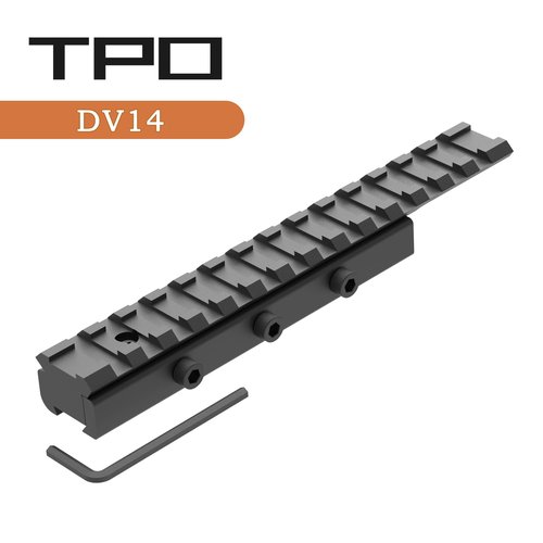 14 Slots 155mm/6.1" Long 11mm to 21mm Dovetail to Picatinny Rail Adapter, 3/8" to 7/8" Picatinny Rail Riser Mount Sporting Optics Dovetail to Picatinny Adapter Picatinny Rail Riser (DV14-1)