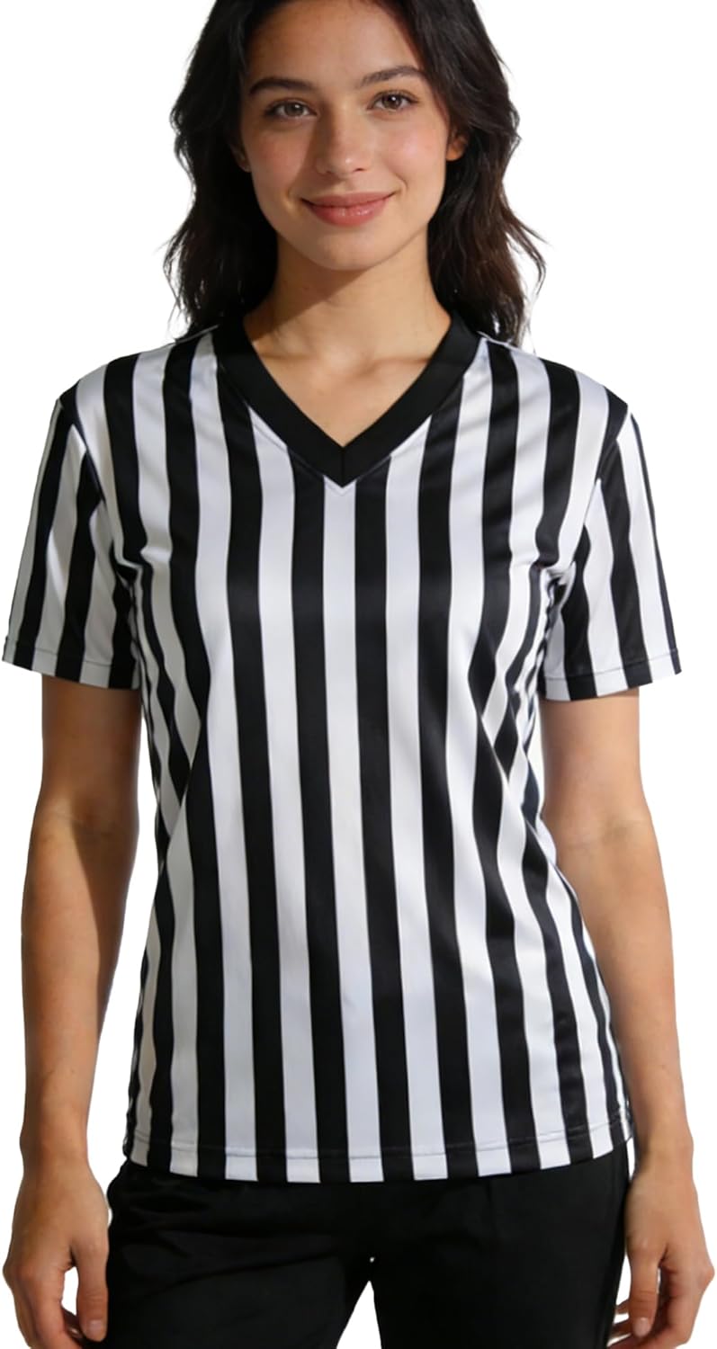 Skiennix Women's Referee Shirt - Official V-Neck Football & Basketball Jersey | Perfect for Halloween Costumes