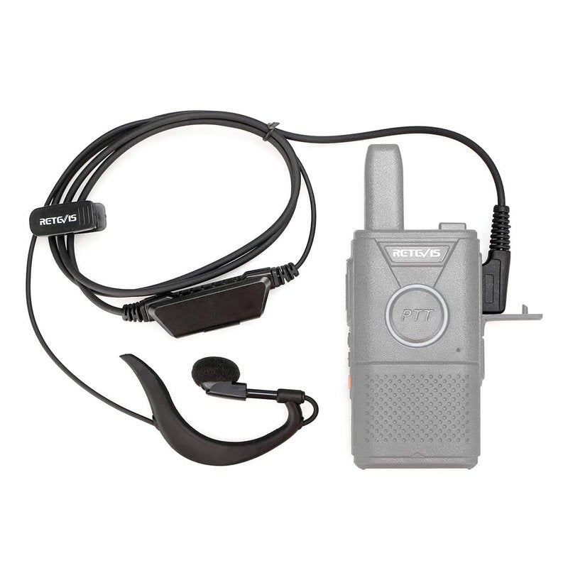 Retevis RT18 Walkie Talkie Earpiece with Mic,G Shape Earhook,for RT22 RT68 RT21 H-777 RT86 RT68H, Compatible with Pxton, Baofeng BF-888S/BF-T26, Kenwood 2 Way Radio, 2 Way Radio Headset(5 Pack)