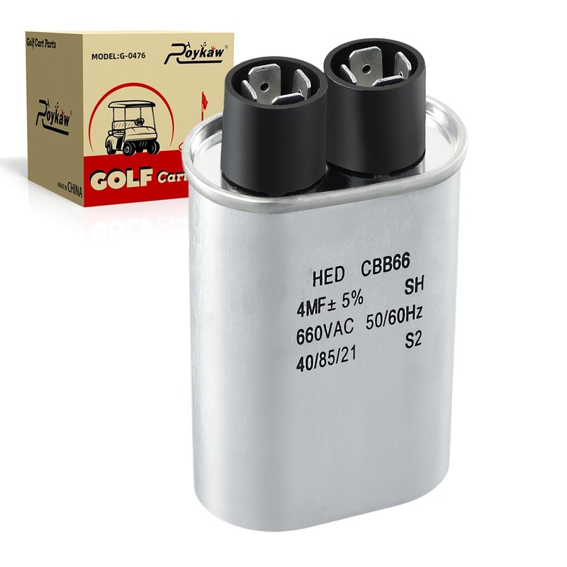 Roykaw Golf Cart 4?F Capacitor, 4 MFD/660 VAC Lester Capacitor Replacement Compatible with EZGO Power Wise II and Lester Models, Universal for 24V/36V/42V/48V Chargers, OEM# 1015939
