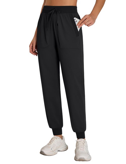 BMJL Womens Joggers High Waisted 29" Workout Track Pants with Pockets Athletic Gym Yoga Casual(Black,L)