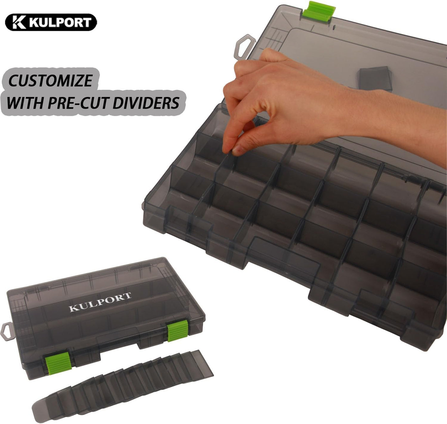 Skiennix Tackle Box - Plastic Storage Organizer with Removable Dividers | 3600 Tackle Tray, 4 Packs - Grey