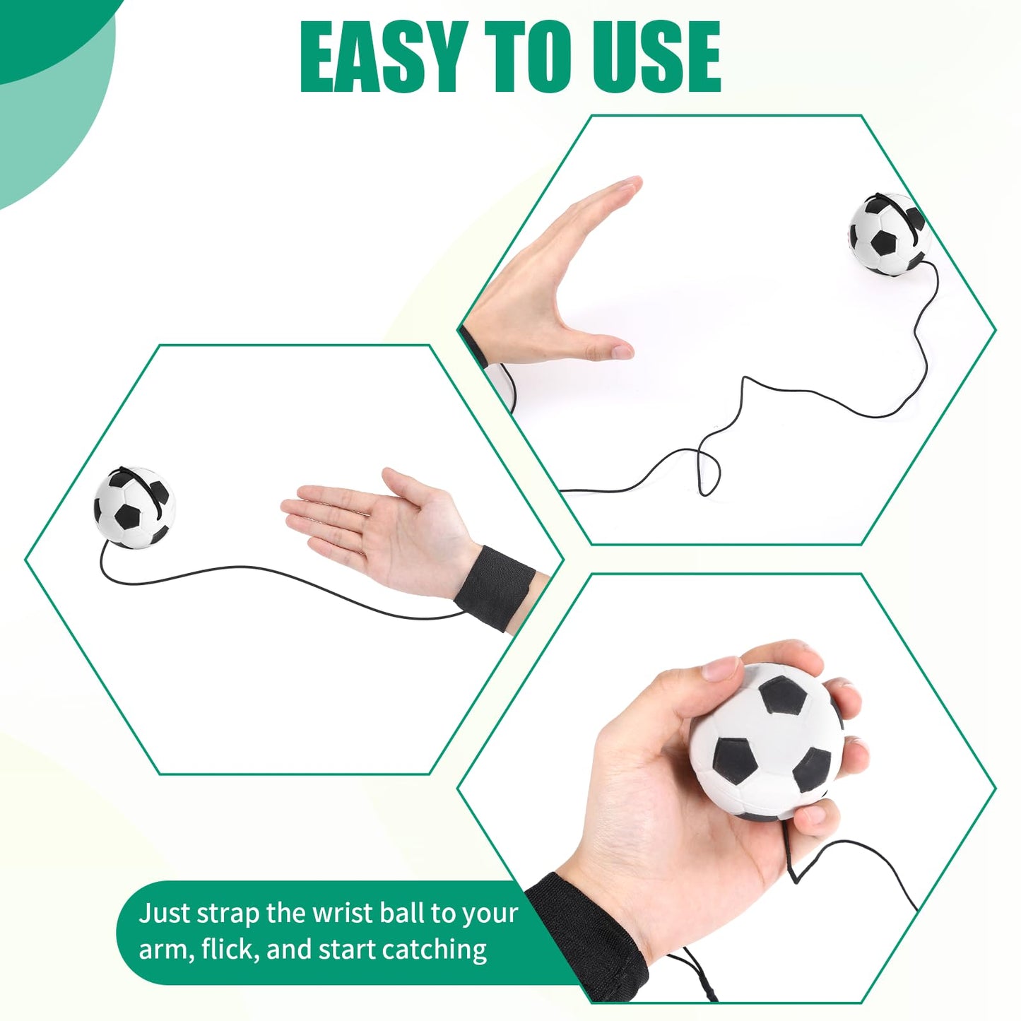 Xuqiakw 6PCS Wrist Ball on String for Soccer Party Favors,Rebound Ball with Strap for Soccer Team Gifts,Wrist Exercise Fun Outdoor Activity for Adults
