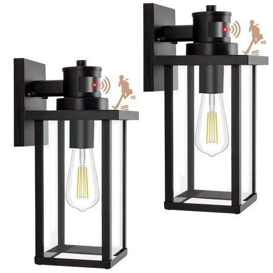 auniory 2 Pack Motion Sensor Outdoor Wall Lights Dusk to Dawn Outdoor Wall Lantern Porch Lights Outdoor Wall, Matte Black Wall Mount Vintage Outdoor Garage Lights Exterior Patio Wall Light Fixtures