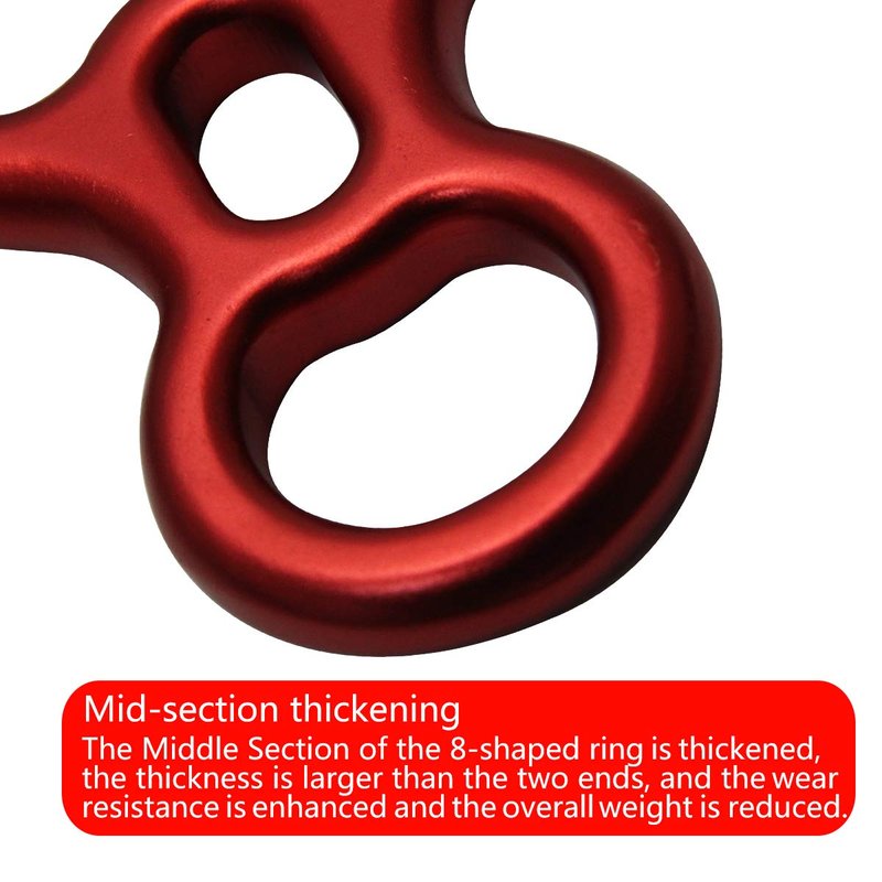 YXGOOD 50KN Rescue Figure, 8 Descender Large Bent-Ear Belaying and Rappelling Gear Belay Device Climbing for Rock Climbing Peak Rescue Aluminum Magnesium Alloy (Red)