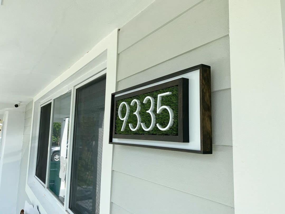 White Floating House Numbers - 5 Inch Modern Metal House Numbers for Outside, Creats Attractive Interesting Shadows, High Gloss Number 3