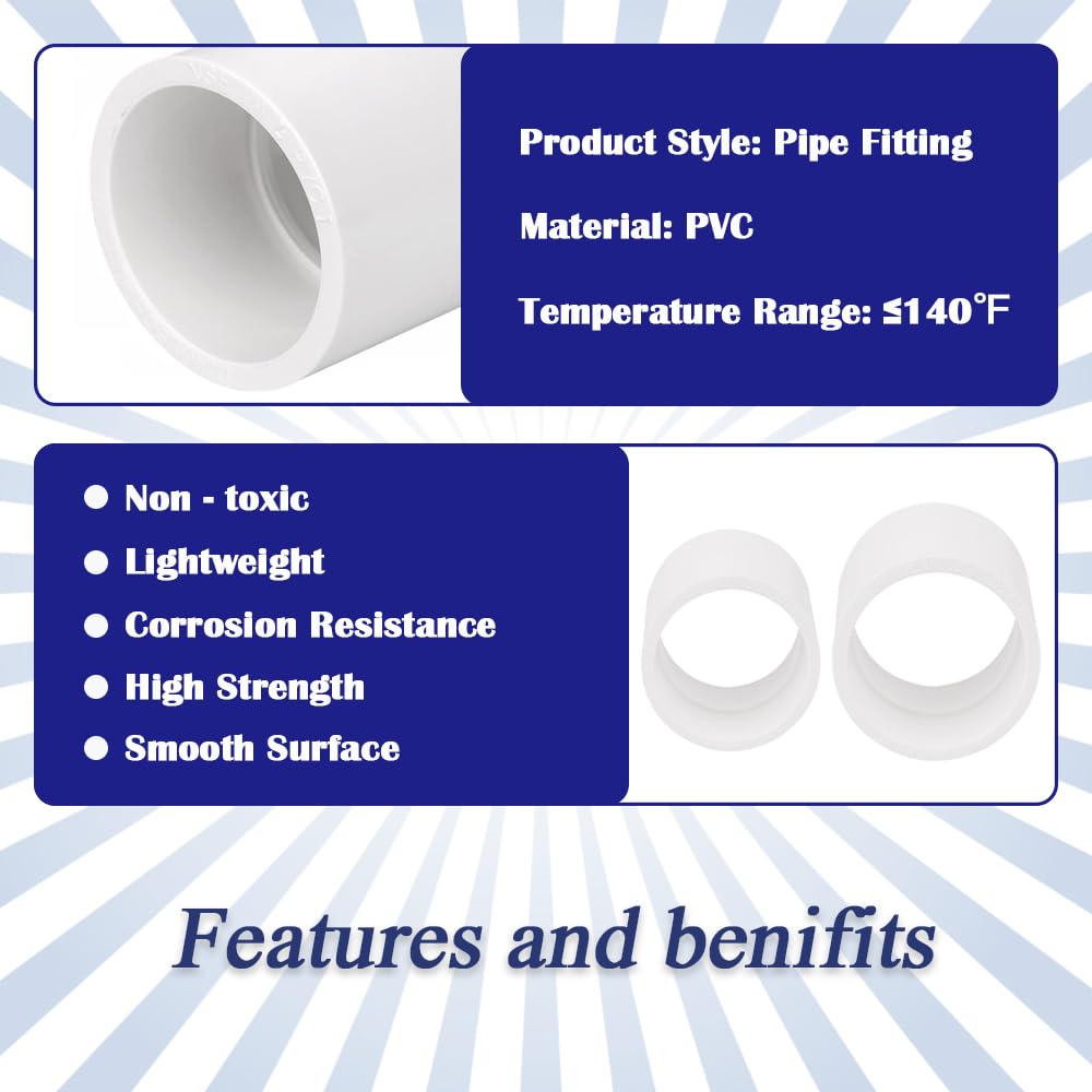 HayEastdor 10PCS 3/4 Inch PVC Pipe Coupling Adapter Pipe Fittings Socket x Socket Connectors for Sprinkler, Drip Irrigation System, Pipes Extension HE050-3/4