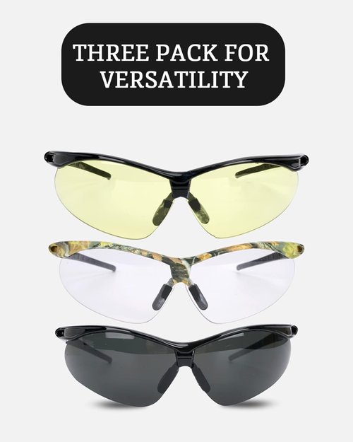 Aqulius Shooting Glasses - Tactical Eye Protection for Shooting Range | 3-Pack Set