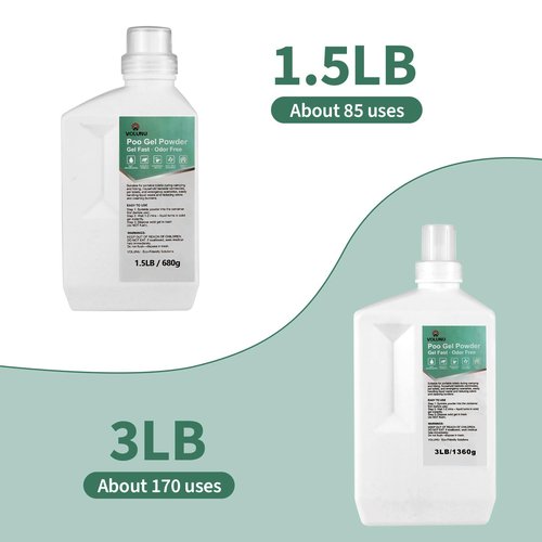 VOLUNU 1.5LB Pee Powder Gel & Poo Gel Powder - Urine Solidifier & Odor Neutralizer | Portable Toilet Powder & Camping Toilet Gel for Home Patient Care, Pet Accidents, Outdoor Travel & Emergency Kits