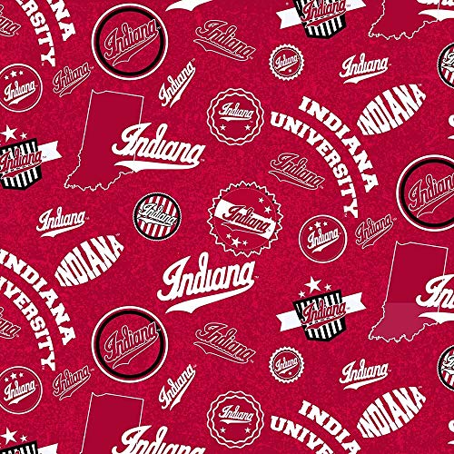 Indiana University Hoosiers Cotton Fabric with State Design