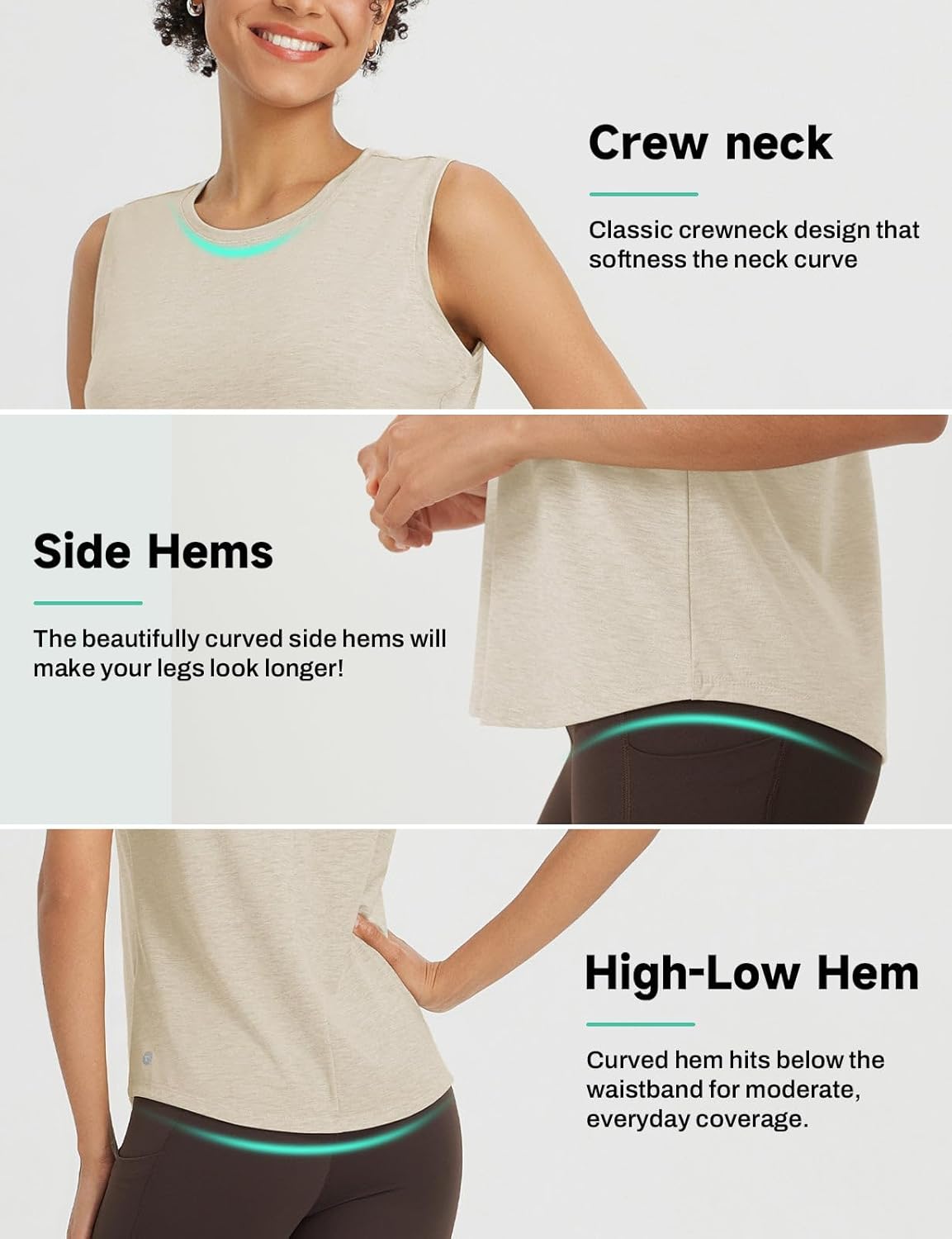 Baleaf Women's High Neck Open Back Yoga Tank Top - Loose Fit Athletic Gym Shirt