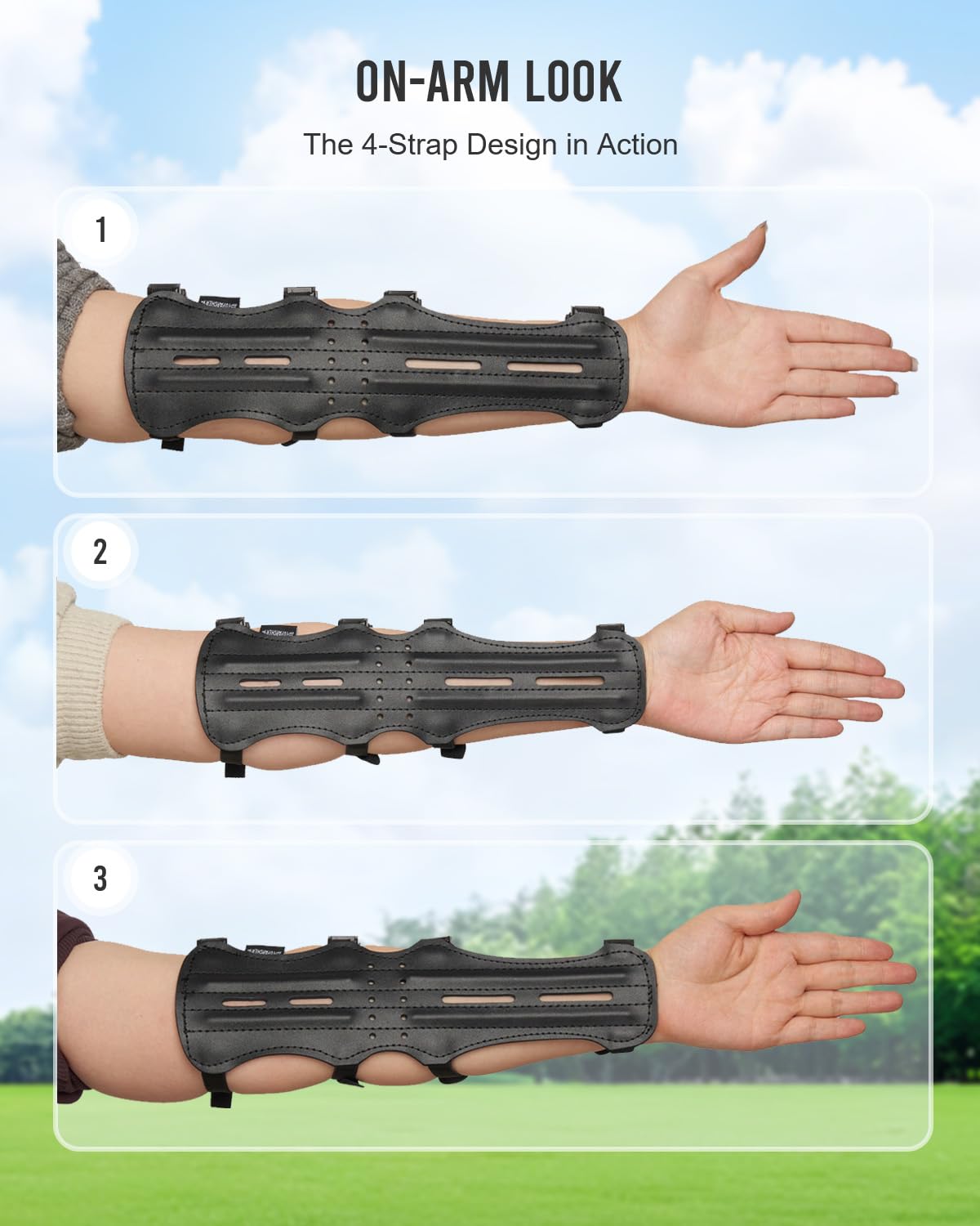 Toparchery 12" Ultra Light Weight Leather Arm Guard Adjustable 4 Strap for Archery 1pk