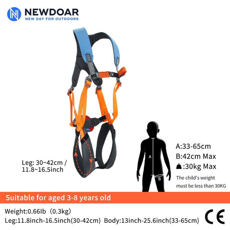 NewDoar Kids Full Body Climbing Harnesses Comfortable & Lightweight,Protection Zipline Belts for Outdoor Expanding Training for Outdoor Expanding Training 3~8 Years