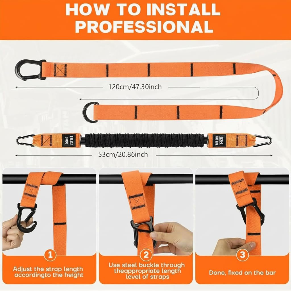 Adjustable Pull Up Assistance Bands with Foot and Knee Support, Heavy Duty Resistance Bands for Pull Up Bar, Full Body Strength Training System for Home Gym, Pull Up Assist Bands with Handles and Bag