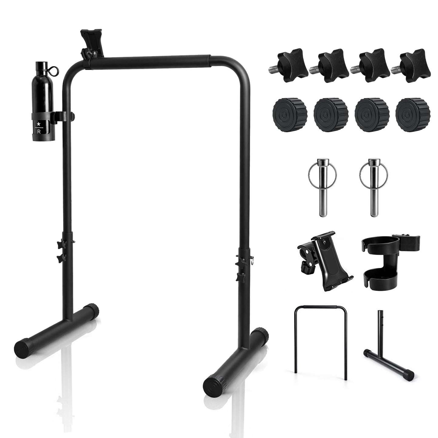 URLINE 25.5Inch Walking Pad Handle Bar Attachment Only with Cup and Phone Holder Stainless Steel Adjustable Treadmill Handrails,Increase Height from 30.7 to 39.37Inch,Comfortable Grip