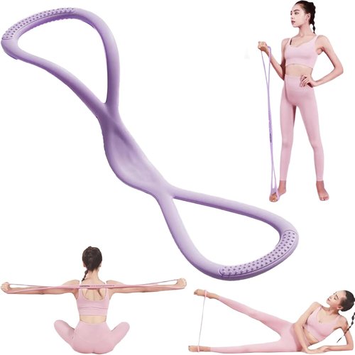 Figure 8 Resistance Band - Versatile Elastic Fitness Bands with Handles for Home Yoga & Gym Workouts