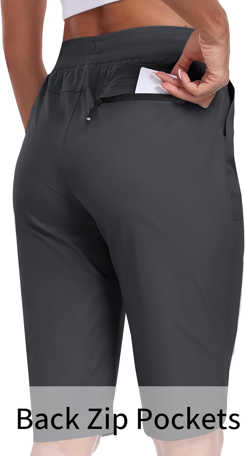 MoFiz Women's Quick-Dry Hiking Shorts - 13" Knee Length, Water-Resistant, 3 Pockets | Ideal for Travel & Golf