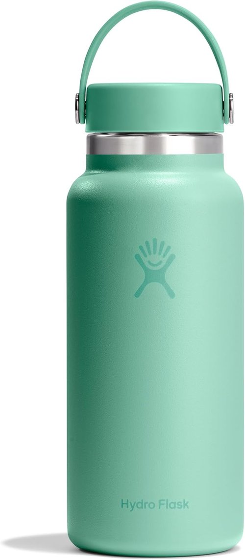Hydro Flask Water Bottle - Insulated Stainless Steel - 32 Oz Wide Mouth Flex Lid in Mermaid Green