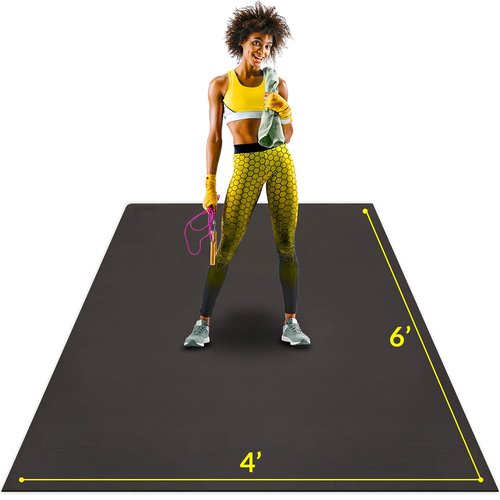 ActiveGear Large Exercise Mat for Home Workout | Workout Gym Flooring for Home Gym | Rubber Workout Mat - 6 x 4 ft Black