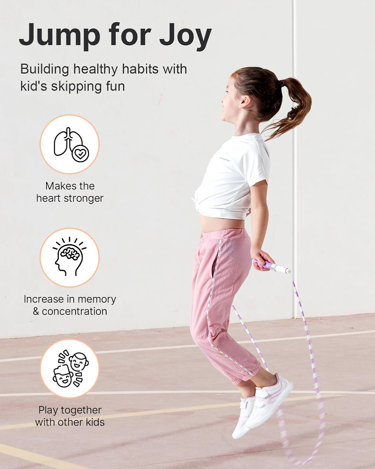 YOTTOY Jump Rope for Kids | Soft Beaded Design for Ages 8-12 | Perfect for School PE Classes and Training