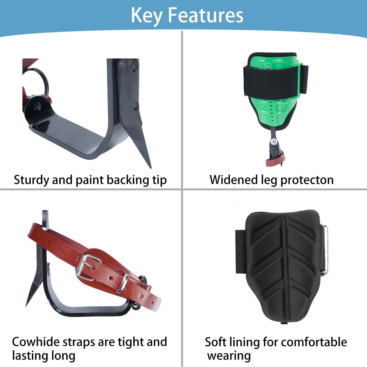 Ksdolip Adjustable Tree Climbing Spikes Set – Heavy-Duty Gear for Safe Climbing, Fruit Picking & Hunting | Steel Spikes & Secure Straps