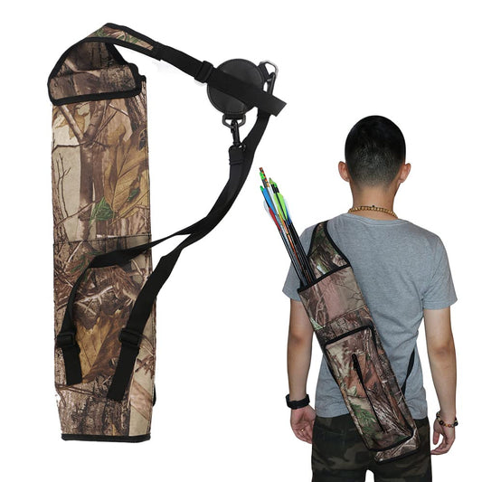 TOPARCHERY Archery Back Canvas Arrow Quiver Arrow Holder Adjustable Shoulder Hanged Target Shooting Quiver for Recurve and Compound Bows Adults or Youth Practice Competition Hunting (Camo Style)