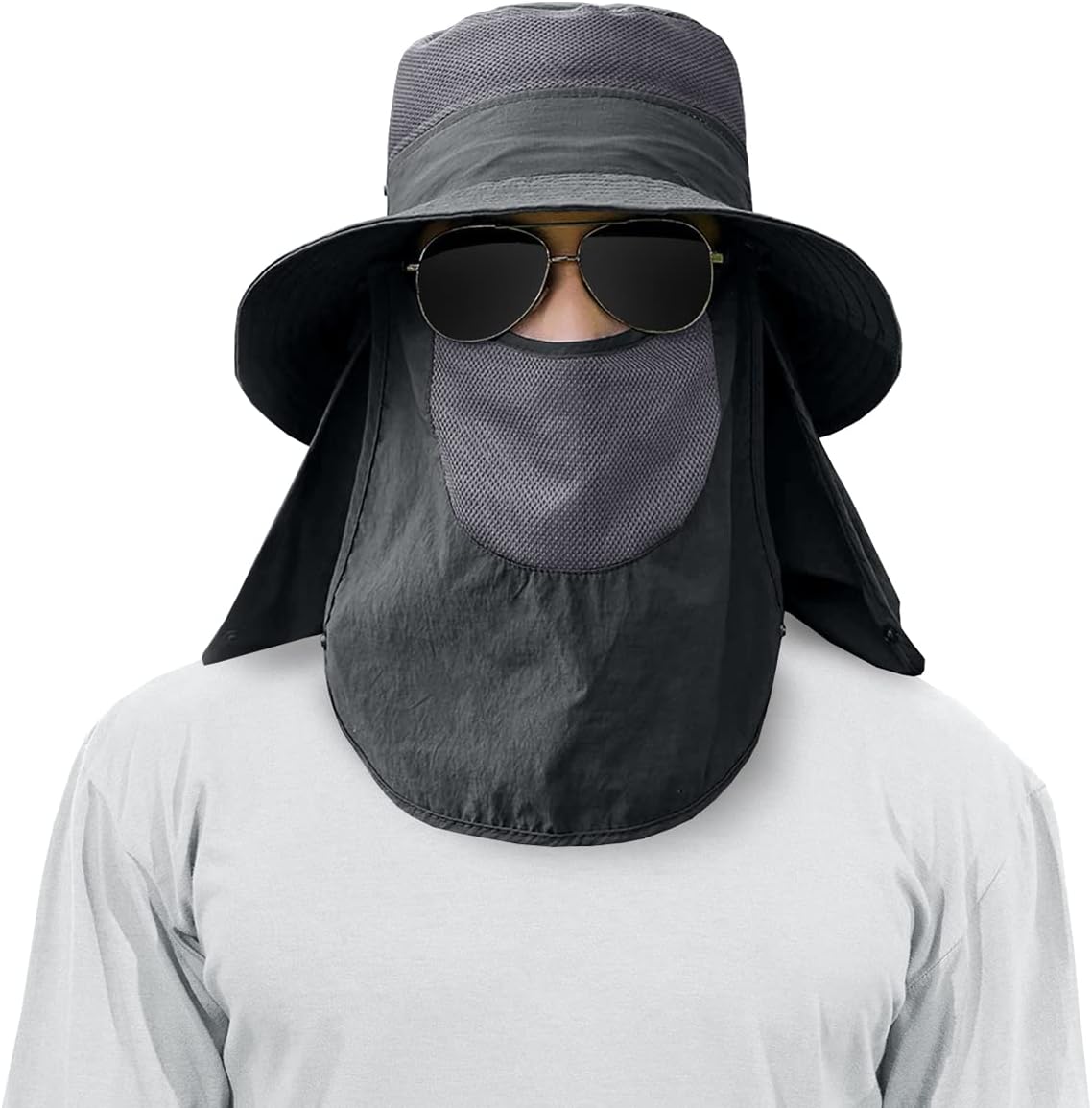 Skiennix Men's Outdoor Fishing Hat - UPF 50+ Sun Protection with Face Neck Flap | 3-Pack Set
