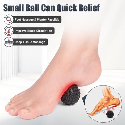 Runkelai Plantar Fasciitis Night Splint with Massage Ball, Adjustable Brace Dorsal Night Splint for Achilles Tendonitis Foot Drop Relief Arch Pain, Comfortable with 4 Straps for Secure Fit Black-Blue