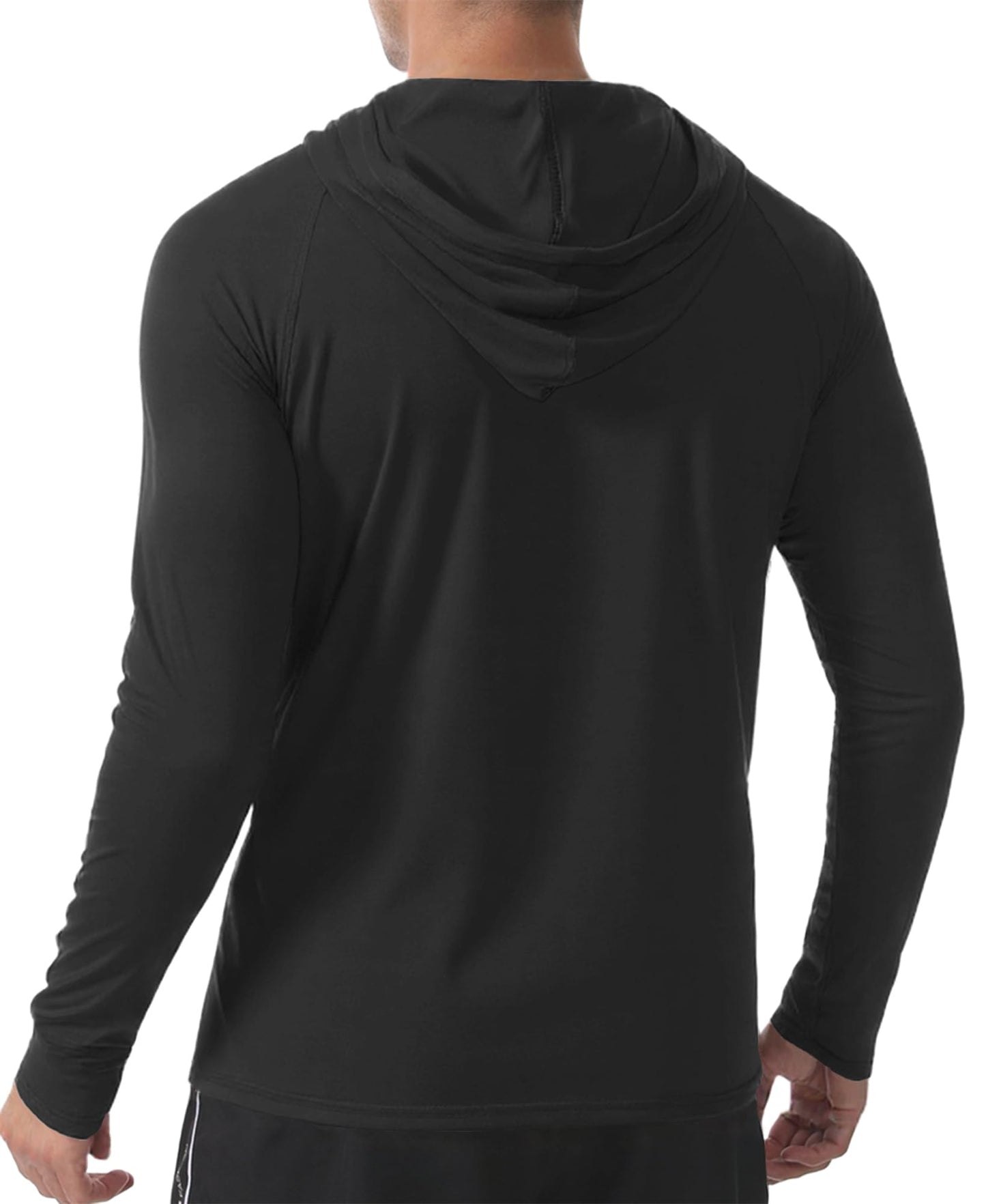 PLUMZJOY UPF 50+ Fishing Shirts for Men Long Sleeve Sun Protection Hoodie Shirt Lightweight Outdoor UV Hiking Shirts Black XXL