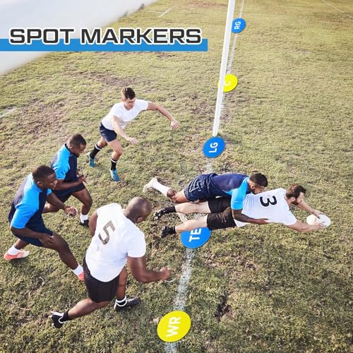 9-Inch Football Lineman Spot Markers - Blue & Yellow Training Dots