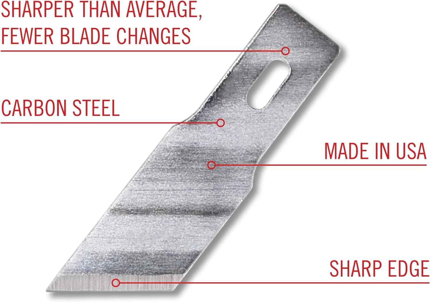 Excel Blades #19 Angled Wood Chisel Blades – 100-Pack 1-Inch Carbon Steel Craft Knife Replacement Blades – Ideal for Cutting, Chiseling, and Precision Carving - Made In USA
