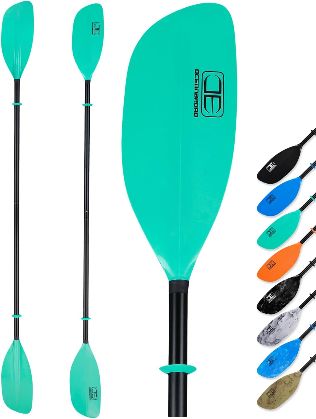 OCEANBROAD Kayak Paddle - 86in/218cm & 90.5in/230cm Floatable Alloy Shaft Oar for Kayaking & Canoeing