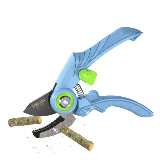 DELIXI Pruning Shears Anvil Garden Clippers, 1/2-Inch Cut Capacity Hand Pruners, Stainless Steel Blade with Non-Stick Coating, Ergonomic Small-Hand Design for Dry and Hard Branches