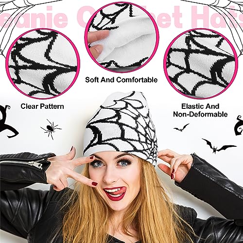 Spider Web Pattern Beanies - 4 Pack Trendy Color Knitted Hats