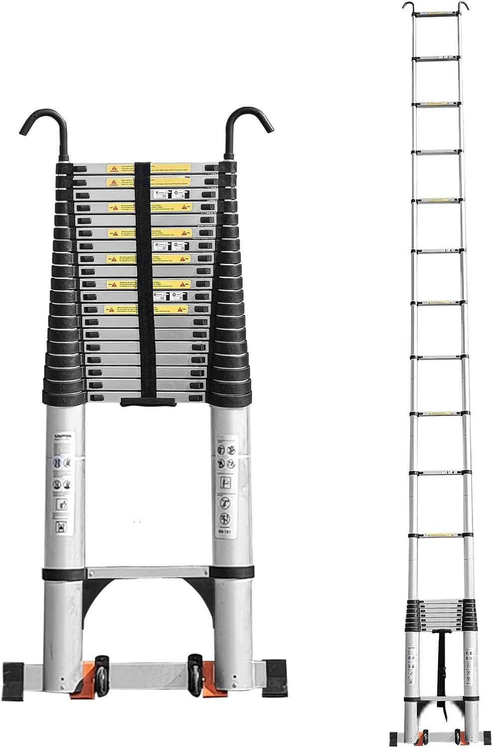 8.5 FT Telescoping Ladder - Lightweight Aluminum Extension Ladder with Stabilizers for Home & RV Travel