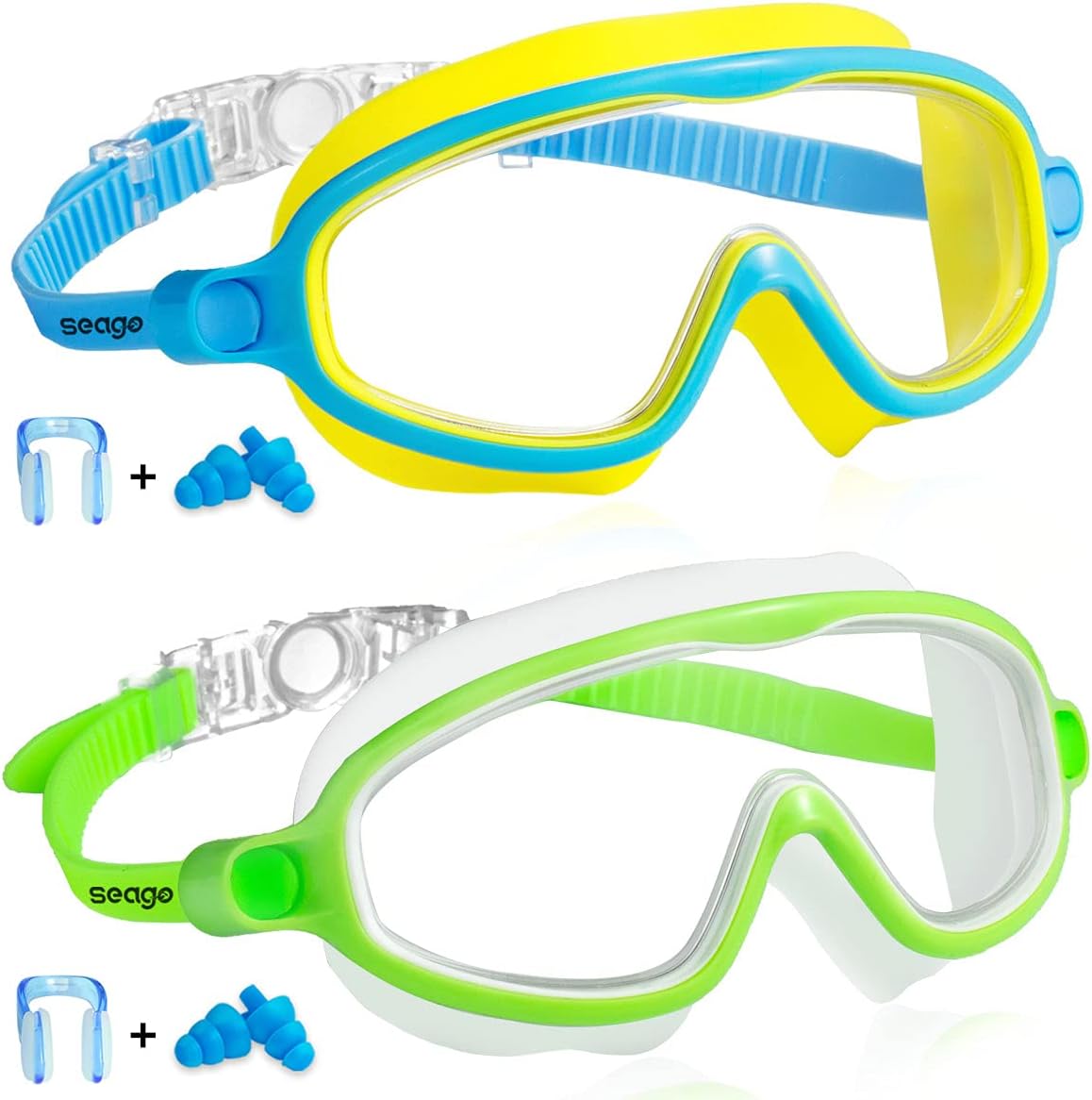 Seago Swim Goggles - Anti-Fog & UV Protection | Wide View Design for Kids Ages 3-15