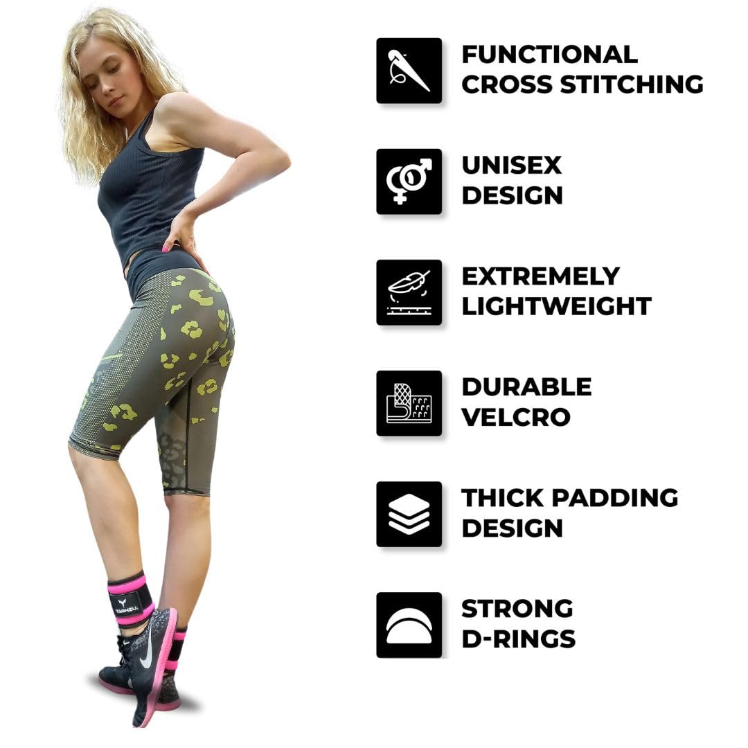 Gym Ankle Straps for Cable Machines Women & Men, Glute Kickbacks, Pair